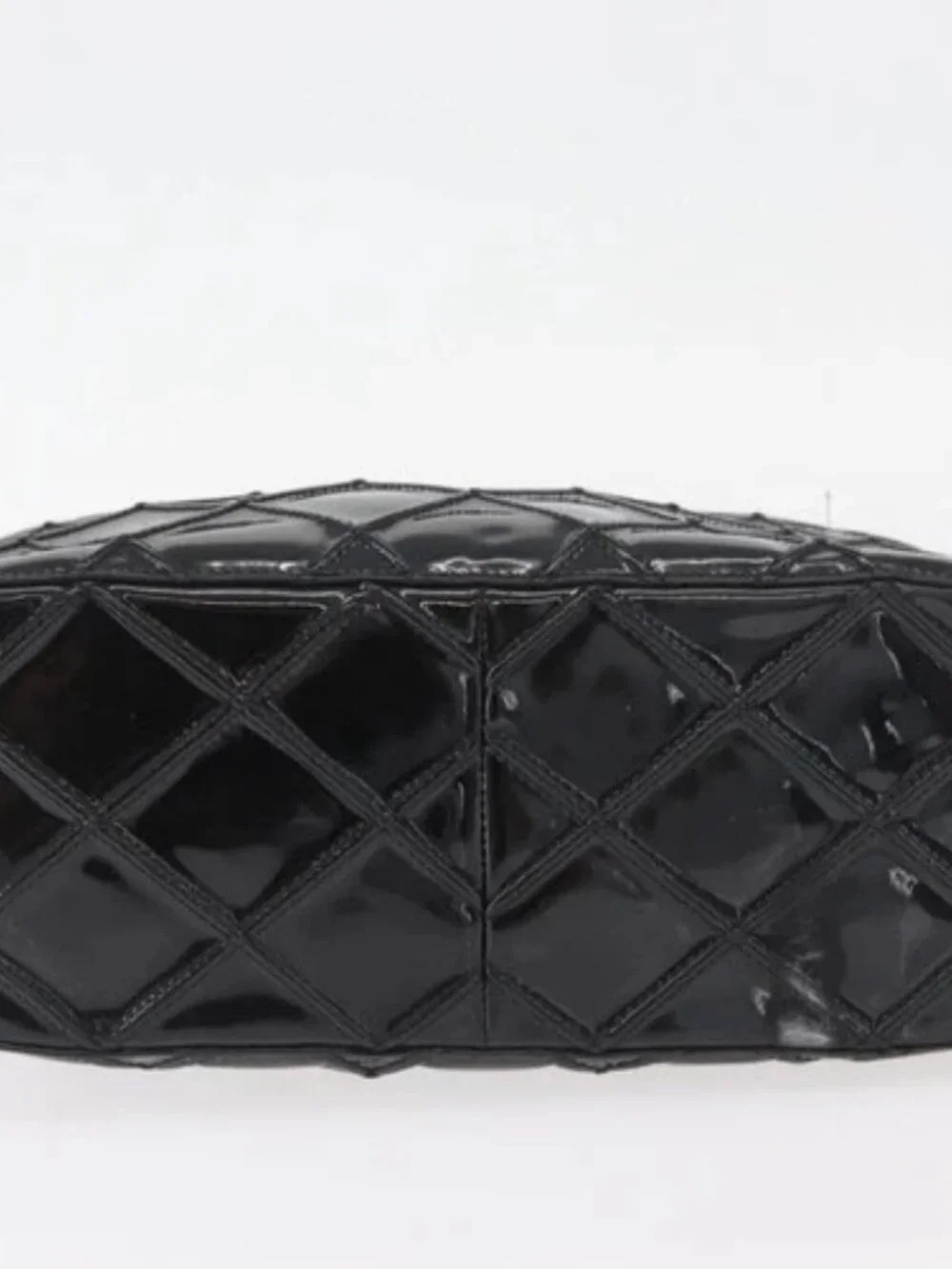 CHANEL Bicolore Shoulder Bag Patent leather Black Silver CC Auth BAZ811A
